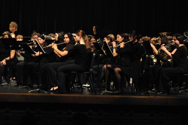 Students performing at the 2023-2024 All County Band Concert